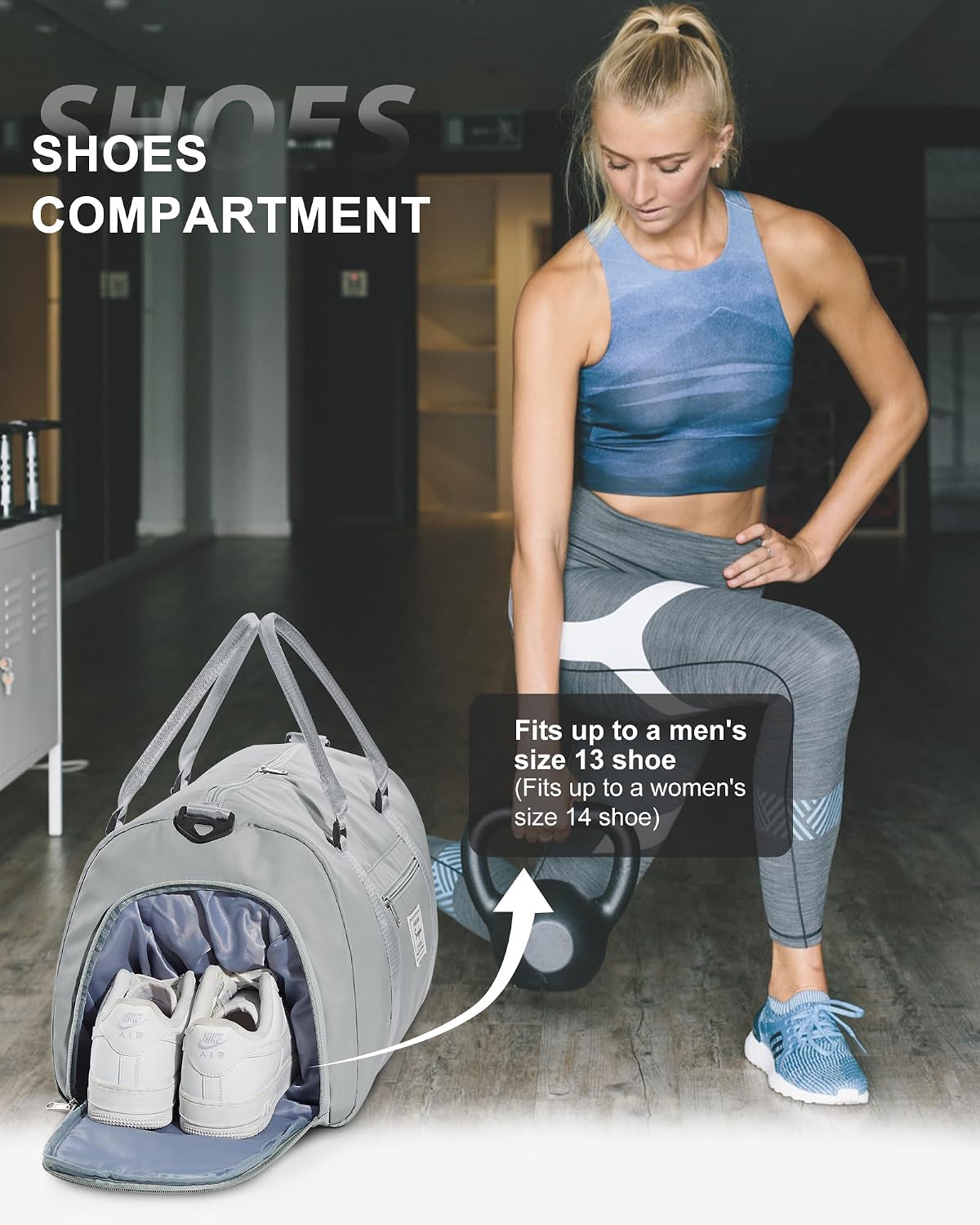 Gym Bag Womens Mens with Shoes Compartment and Wet Pocket Travel Duffel Bag for Women for Plane Sport Gym Tote Bags Swimming Yoga Waterproof Weekend Overnight Carry on Bag Hospital Holdalls