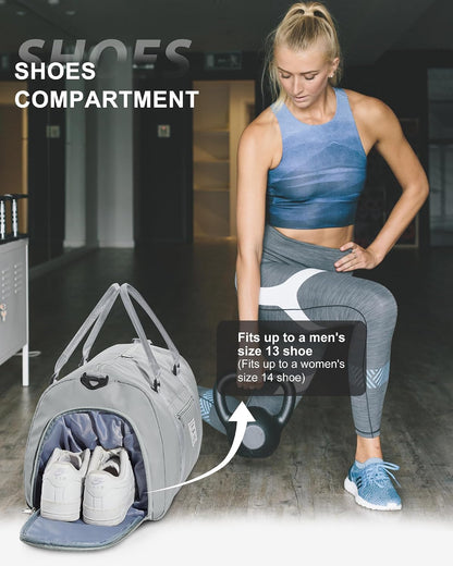 Gym Bag Womens Mens with Shoes Compartment and Wet Pocket Travel Duffel Bag for Women for Plane Sport Gym Tote Bags Swimming Yoga Waterproof Weekend Overnight Carry on Bag Hospital Holdalls