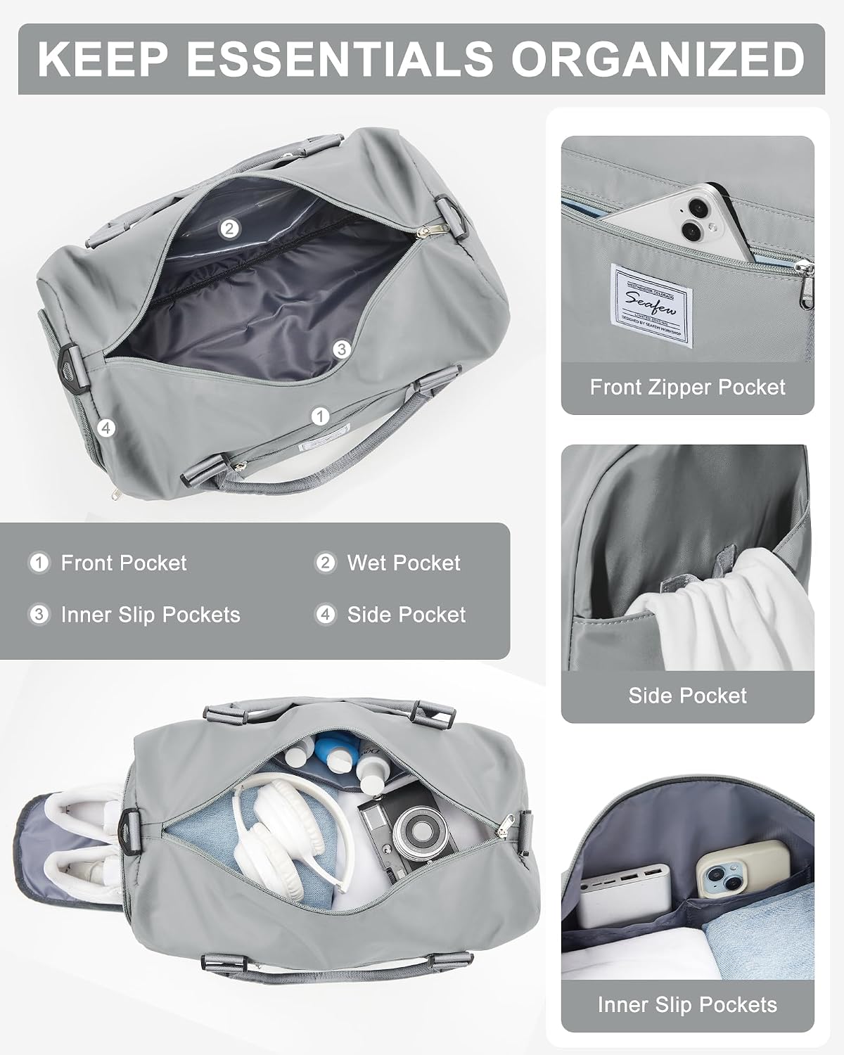 Gym Bag Womens Mens with Shoes Compartment and Wet Pocket Travel Duffel Bag for Women for Plane Sport Gym Tote Bags Swimming Yoga Waterproof Weekend Overnight Carry on Bag Hospital Holdalls