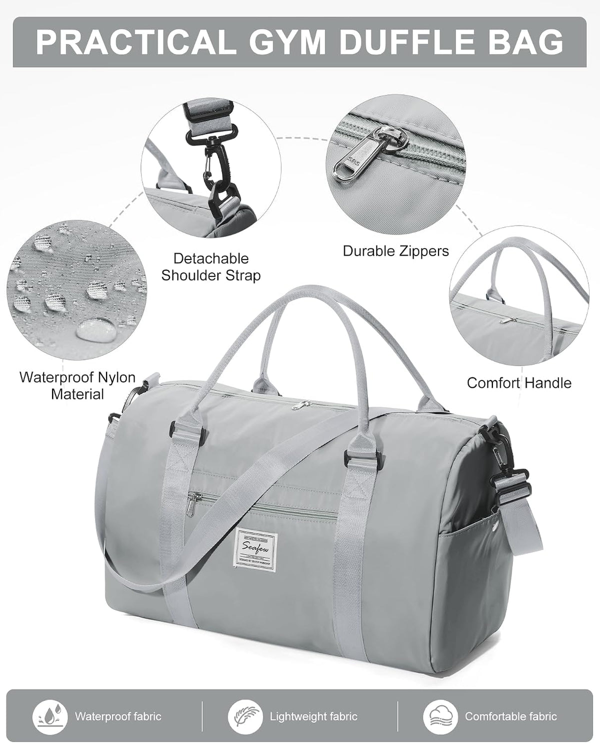 Gym Bag Womens Mens with Shoes Compartment and Wet Pocket Travel Duffel Bag for Women for Plane Sport Gym Tote Bags Swimming Yoga Waterproof Weekend Overnight Carry on Bag Hospital Holdalls