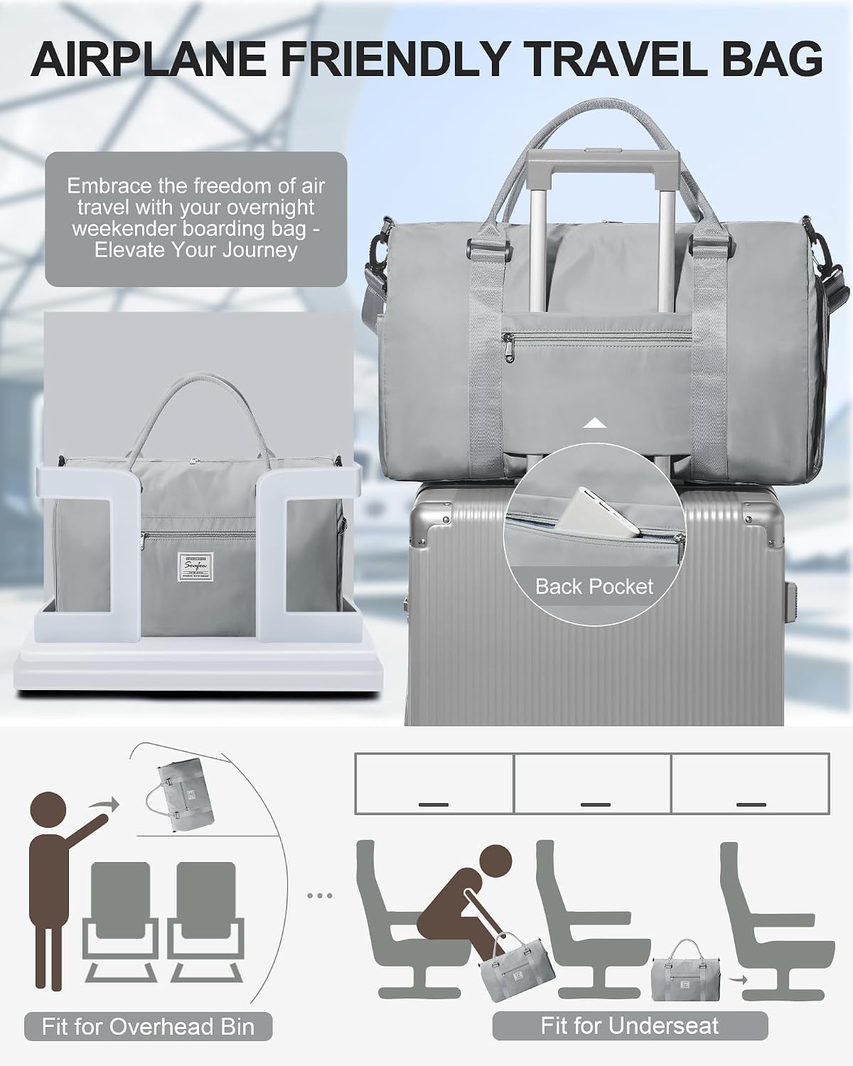 Gym Bag Womens Mens with Shoes Compartment and Wet Pocket Travel Duffel Bag for Women for Plane Sport Gym Tote Bags Swimming Yoga Waterproof Weekend Overnight Carry on Bag Hospital Holdalls