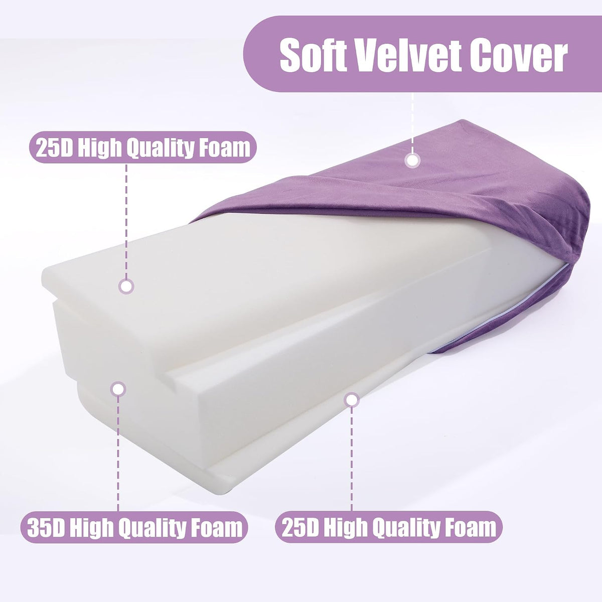 Yoga Bolster Pillow, Triple-Layer Sponge Rectangular Yoga Bolster with Carry Handle Meditation Pillow with Washable Cover for Restorative, Meditation