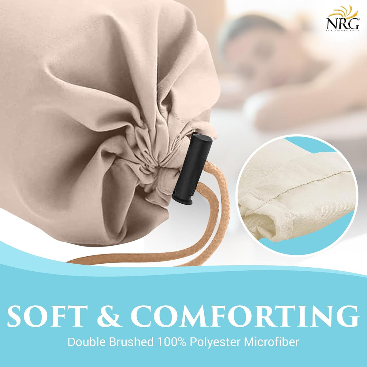 Microfiber Bolster Covers Round Massage Bolster Pillow Covers - Natural - 6" x 27" - 100% Polyester Microfiber - Soft & Durable - Protection from Stains & Oil - Drawstring Closure