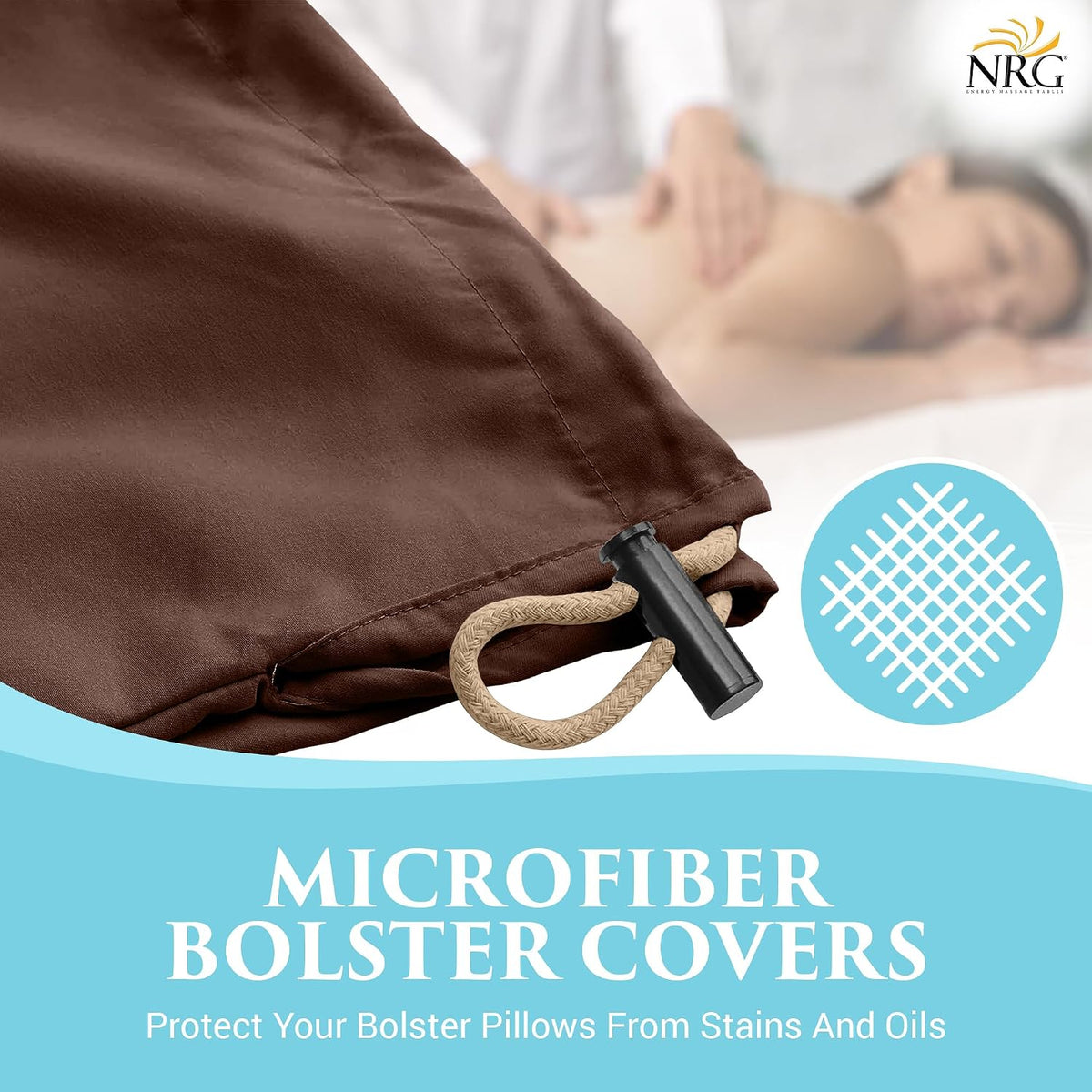 Microfiber Bolster Covers Round Massage Bolster Pillow Covers - Natural - 6" x 27" - 100% Polyester Microfiber - Soft & Durable - Protection from Stains & Oil - Drawstring Closure