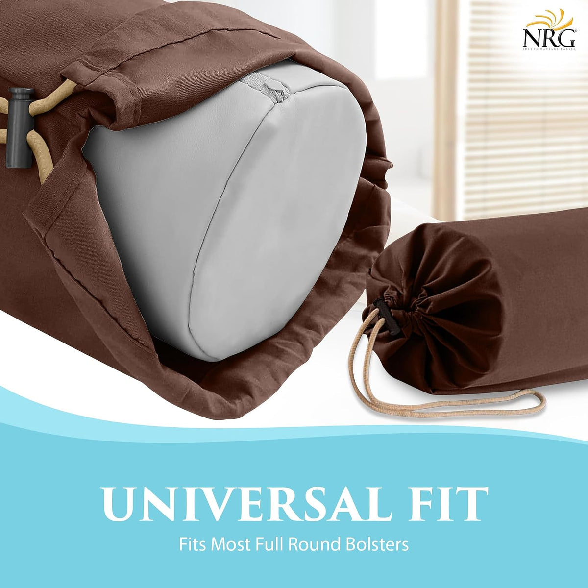 Microfiber Bolster Covers Round Massage Bolster Pillow Covers - Natural - 6" x 27" - 100% Polyester Microfiber - Soft & Durable - Protection from Stains & Oil - Drawstring Closure
