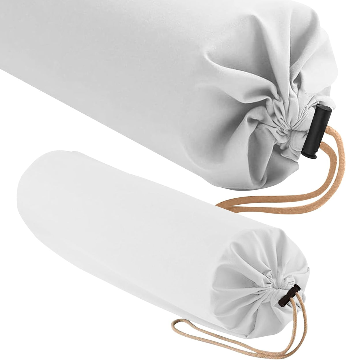 Microfiber Bolster Covers Round Massage Bolster Pillow Covers - Natural - 6" x 27" - 100% Polyester Microfiber - Soft & Durable - Protection from Stains & Oil - Drawstring Closure