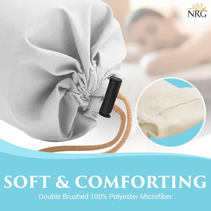 Microfiber Bolster Covers Round Massage Bolster Pillow Covers - Natural - 6" x 27" - 100% Polyester Microfiber - Soft & Durable - Protection from Stains & Oil - Drawstring Closure