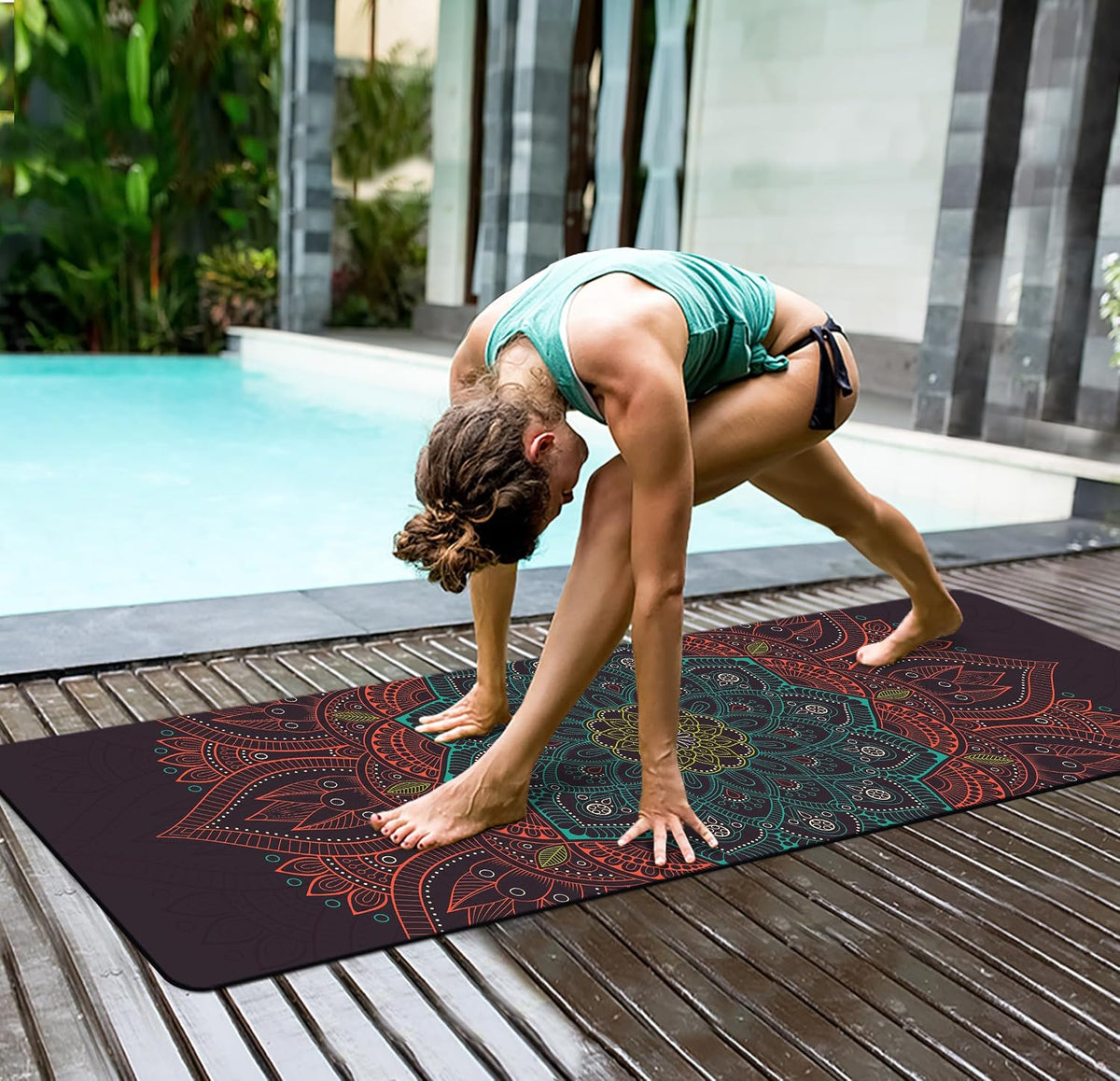 nuveti Yoga Mat Print Extra Thick TPE Non Slip Fitness Exercise Mat with Carrying Bag,72"x24" Extra Thick 6MM Exercise & Workout Mat for Yoga, Pilates Fitness and Floor Exercises - Colors A