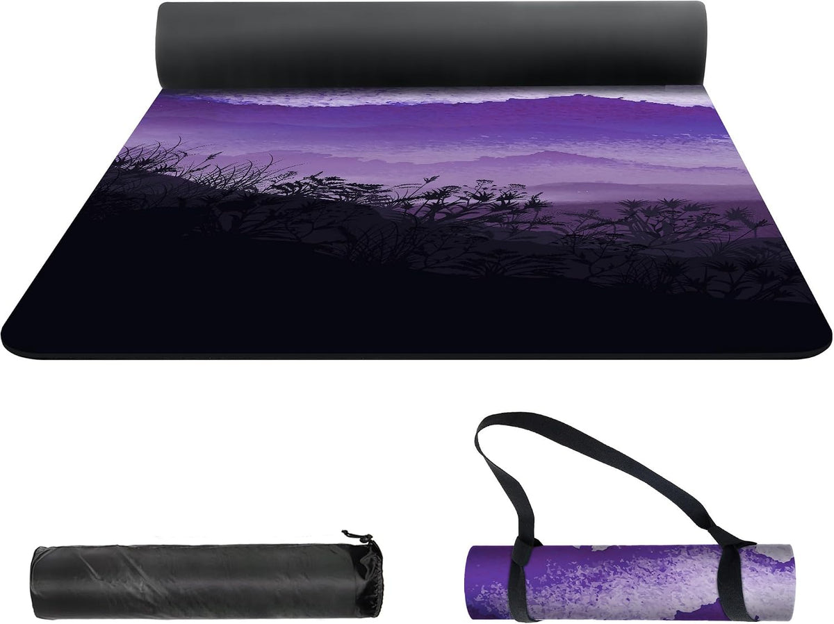 nuveti Yoga Mat Print Extra Thick TPE Non Slip Fitness Exercise Mat with Carrying Bag,72"x24" Extra Thick 6MM Exercise & Workout Mat for Yoga, Pilates Fitness and Floor Exercises - Colors A