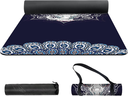 nuveti Yoga Mat Print Extra Thick TPE Non Slip Fitness Exercise Mat with Carrying Bag,72"x24" Extra Thick 6MM Exercise & Workout Mat for Yoga, Pilates Fitness and Floor Exercises - Colors A