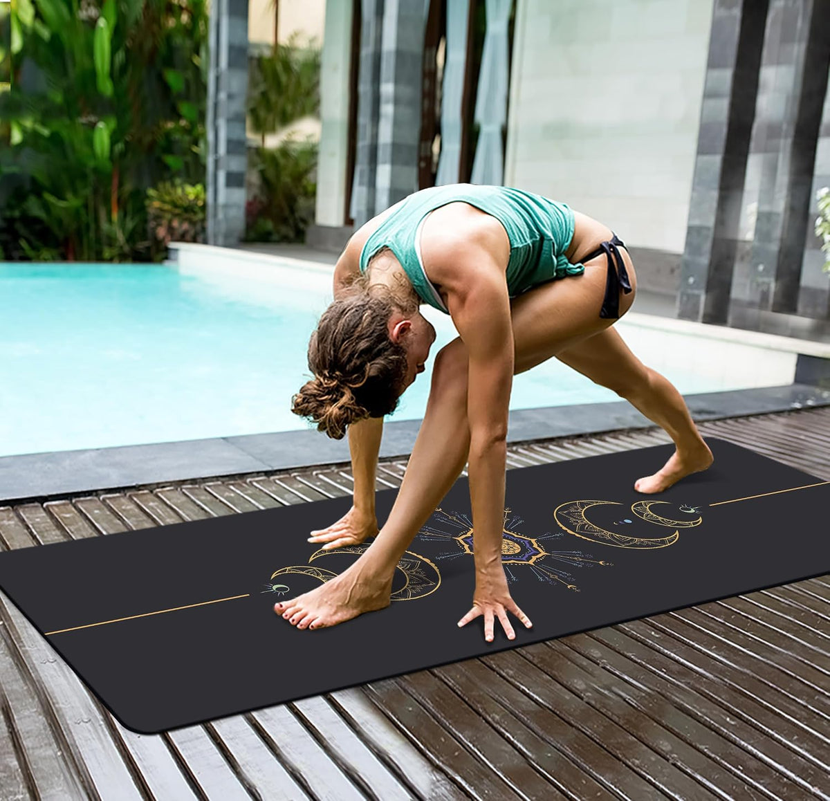 nuveti Yoga Mat Print Extra Thick TPE Non Slip Fitness Exercise Mat with Carrying Bag,72"x24" Extra Thick 6MM Exercise & Workout Mat for Yoga, Pilates Fitness and Floor Exercises - Colors A