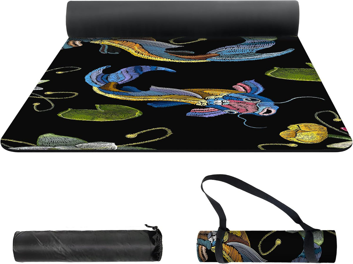 nuveti Yoga Mat Print Extra Thick TPE Non Slip Fitness Exercise Mat with Carrying Bag,72"x24" Extra Thick 6MM Exercise & Workout Mat for Yoga, Pilates Fitness and Floor Exercises - Colors A