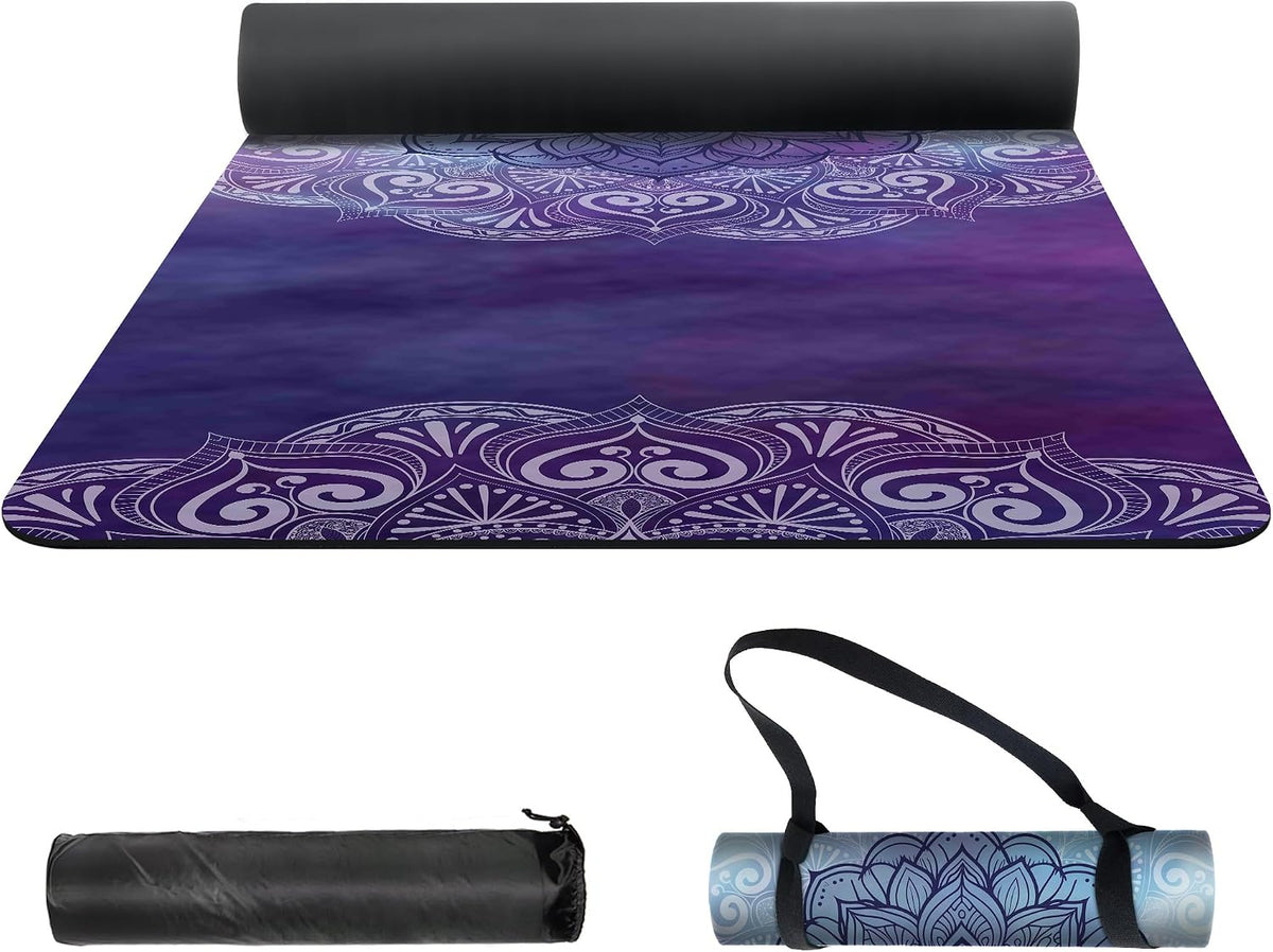nuveti Yoga Mat Print Extra Thick TPE Non Slip Fitness Exercise Mat with Carrying Bag,72"x24" Extra Thick 6MM Exercise & Workout Mat for Yoga, Pilates Fitness and Floor Exercises - Colors A
