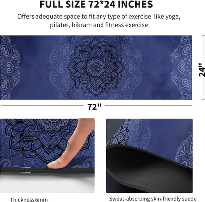 nuveti Yoga Mat Print Extra Thick TPE Non Slip Fitness Exercise Mat with Carrying Bag,72"x24" Extra Thick 6MM Exercise & Workout Mat for Yoga, Pilates Fitness and Floor Exercises - Colors A