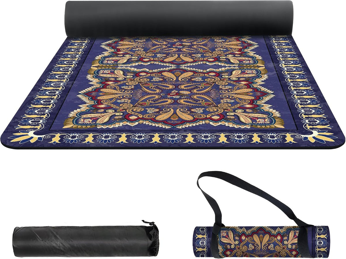 nuveti Yoga Mat Print Extra Thick TPE Non Slip Fitness Exercise Mat with Carrying Bag,72"x24" Extra Thick 6MM Exercise & Workout Mat for Yoga, Pilates Fitness and Floor Exercises - Colors A