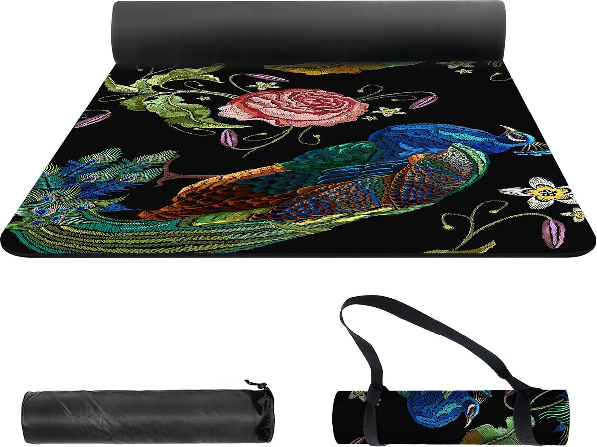 nuveti Yoga Mat Print Extra Thick TPE Non Slip Fitness Exercise Mat with Carrying Bag,72"x24" Extra Thick 6MM Exercise & Workout Mat for Yoga, Pilates Fitness and Floor Exercises - Colors A