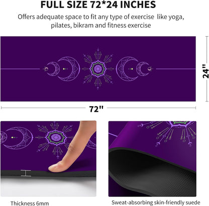 nuveti Yoga Mat Print Extra Thick TPE Non Slip Fitness Exercise Mat with Carrying Bag,72"x24" Extra Thick 6MM Exercise & Workout Mat for Yoga, Pilates Fitness and Floor Exercises - Colors A