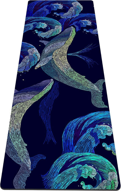 nuveti Yoga Mat Print Extra Thick TPE Non Slip Fitness Exercise Mat with Carrying Bag,72"x24" Extra Thick 6MM Exercise & Workout Mat for Yoga, Pilates Fitness and Floor Exercises - Colors A