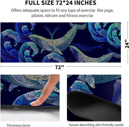 nuveti Yoga Mat Print Extra Thick TPE Non Slip Fitness Exercise Mat with Carrying Bag,72"x24" Extra Thick 6MM Exercise & Workout Mat for Yoga, Pilates Fitness and Floor Exercises - Colors A