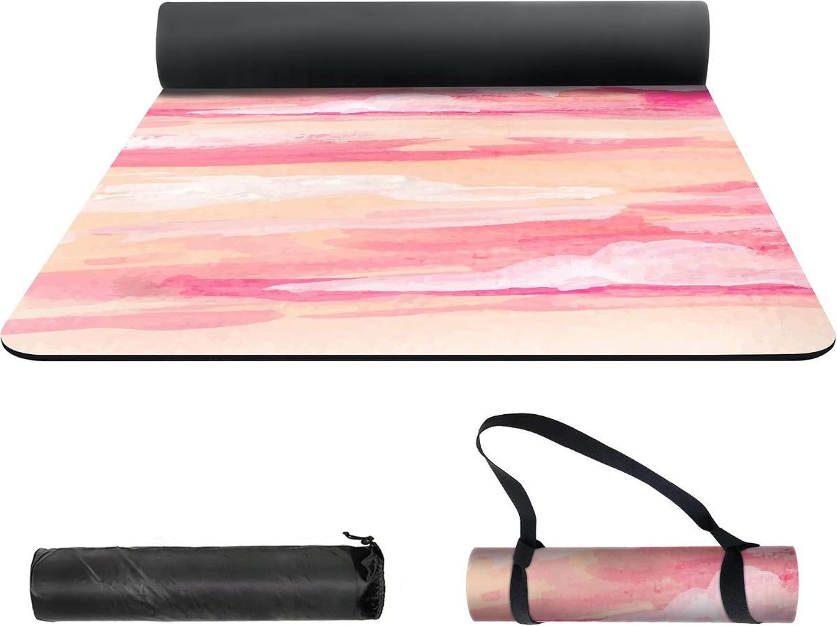 nuveti Yoga Mat Print Extra Thick TPE Non Slip Fitness Exercise Mat with Carrying Bag,72"x24" Extra Thick 6MM Exercise & Workout Mat for Yoga, Pilates Fitness and Floor Exercises - Colors A