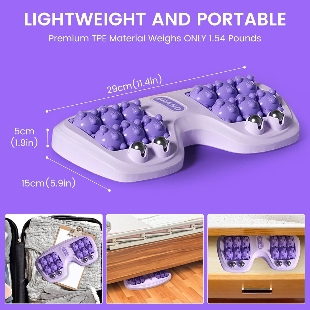 Foot Massager Roller for Plantar Fasciitis Relief, Dual Foot Acupressure Therapy for Pain Relief, Stress Relief and Improved Circulation, Portable Reflexology Tool for Home and Office Use