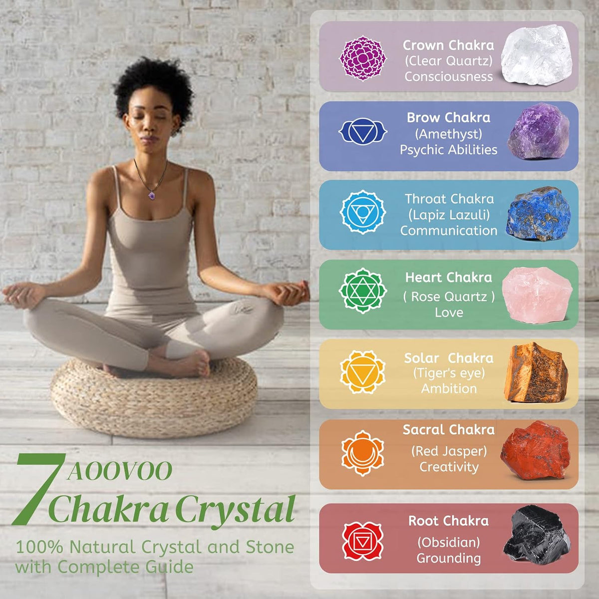 17Pcs Crystals and Healing Stones, 14Pcs Real Raw Chakra Stones Set, Selenite Charging Plate, Amethyst Necklace, Rose Quartz, Mothers Day Gifts, Gift Box, Guide for Beginners, Collection, Meditation, Yoga
