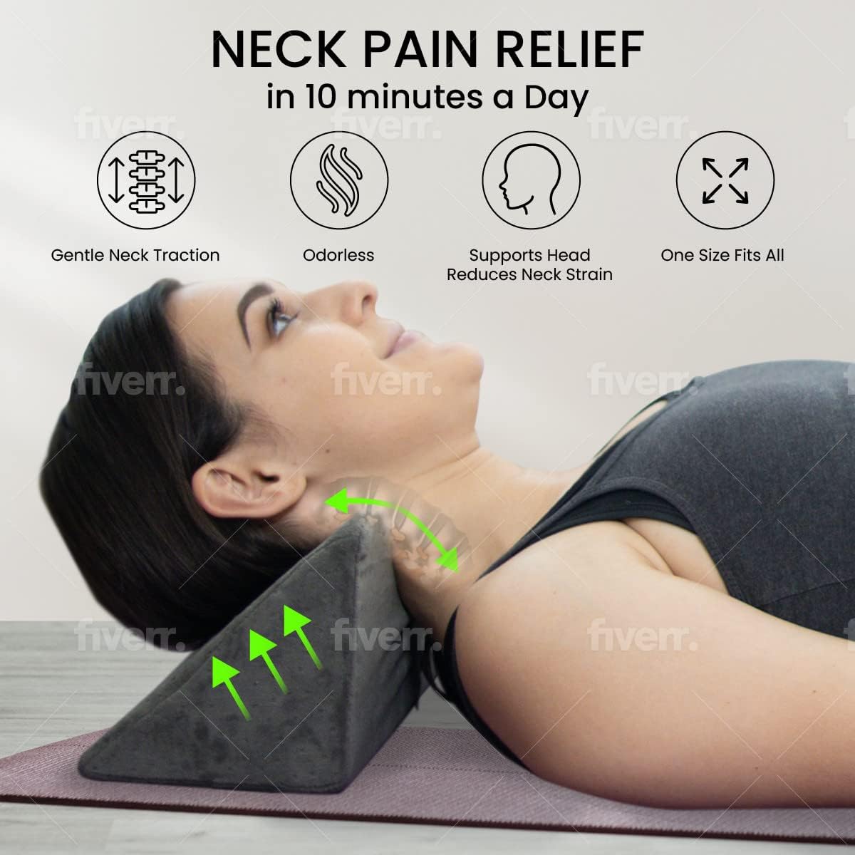 Cervical Wedge Pillow - Tension Muscle Relief & Relaxer, Contoured Support for Neck & Shoulder