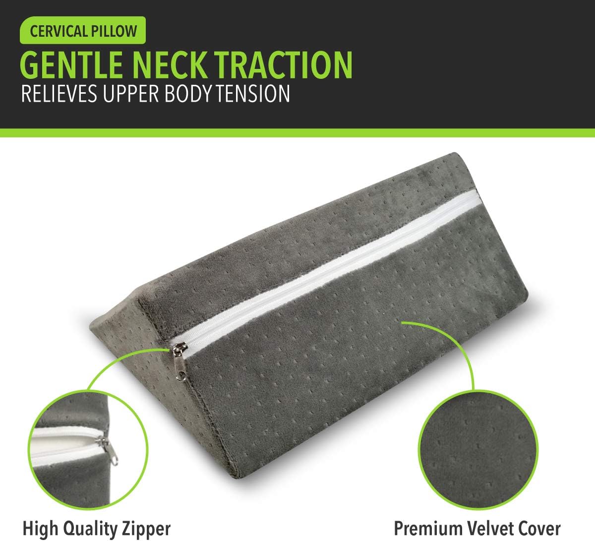 Cervical Wedge Pillow - Tension Muscle Relief & Relaxer, Contoured Support for Neck & Shoulder