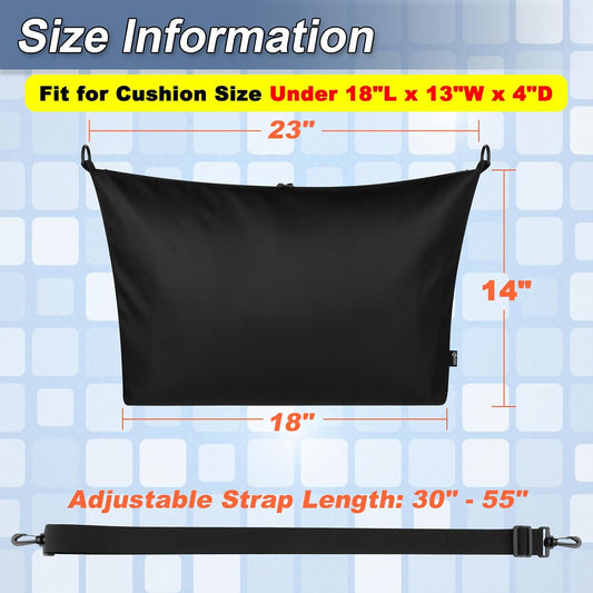 Travel Seat Cushion Carry Bag Chair Pad Cushion Storage Bag Portable Pillow Carrying Bag with Detachable Strap and Elastic Loop for Comfort Seat Cushions Chair Pads Back Cushions Travel Pillow