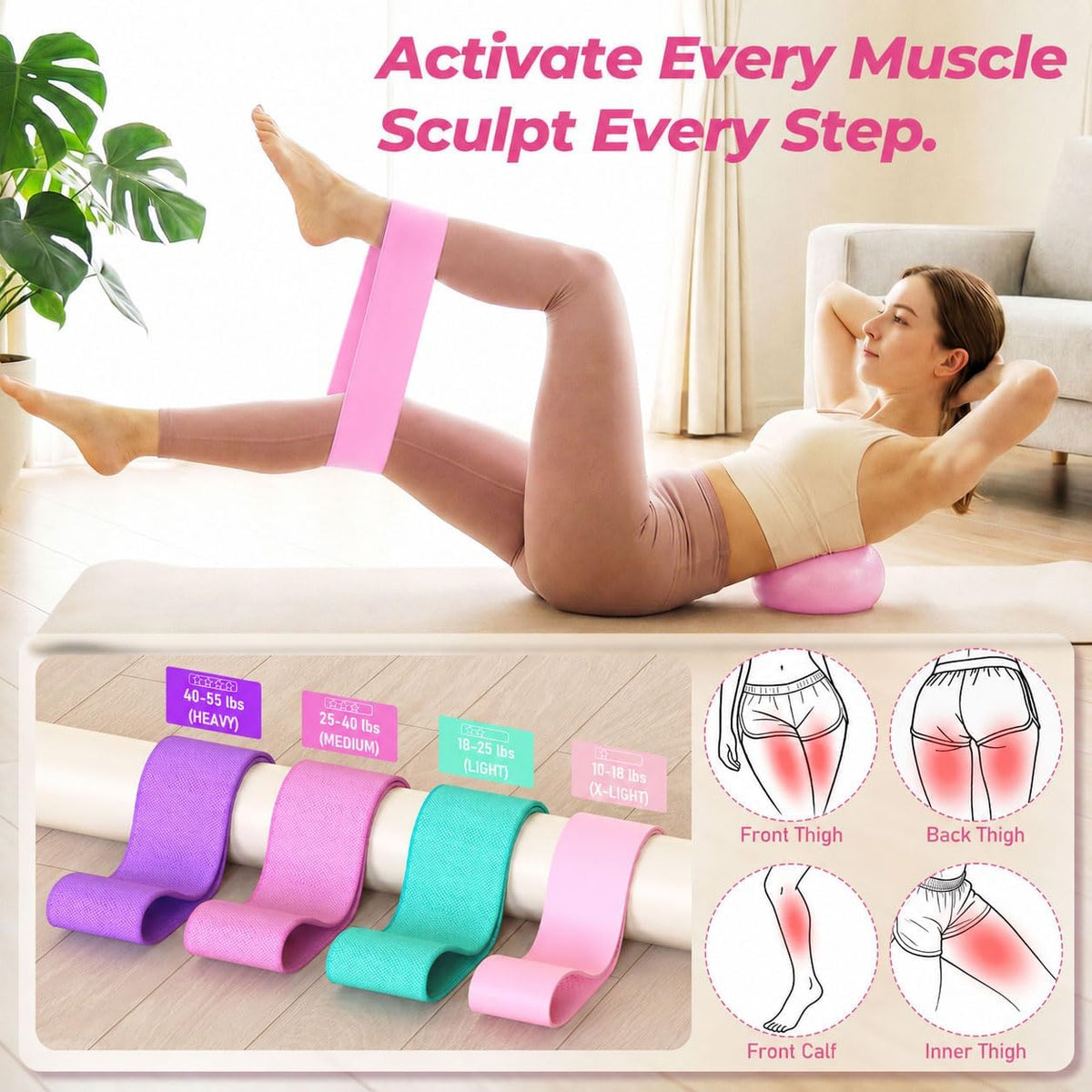 Pilates Kit for Home Workout, All-in-One Yoga Pilates Equipment with 14.5" Pilate Ring and Small Exercise Ball Set, Pilates Essentials for Women at Home