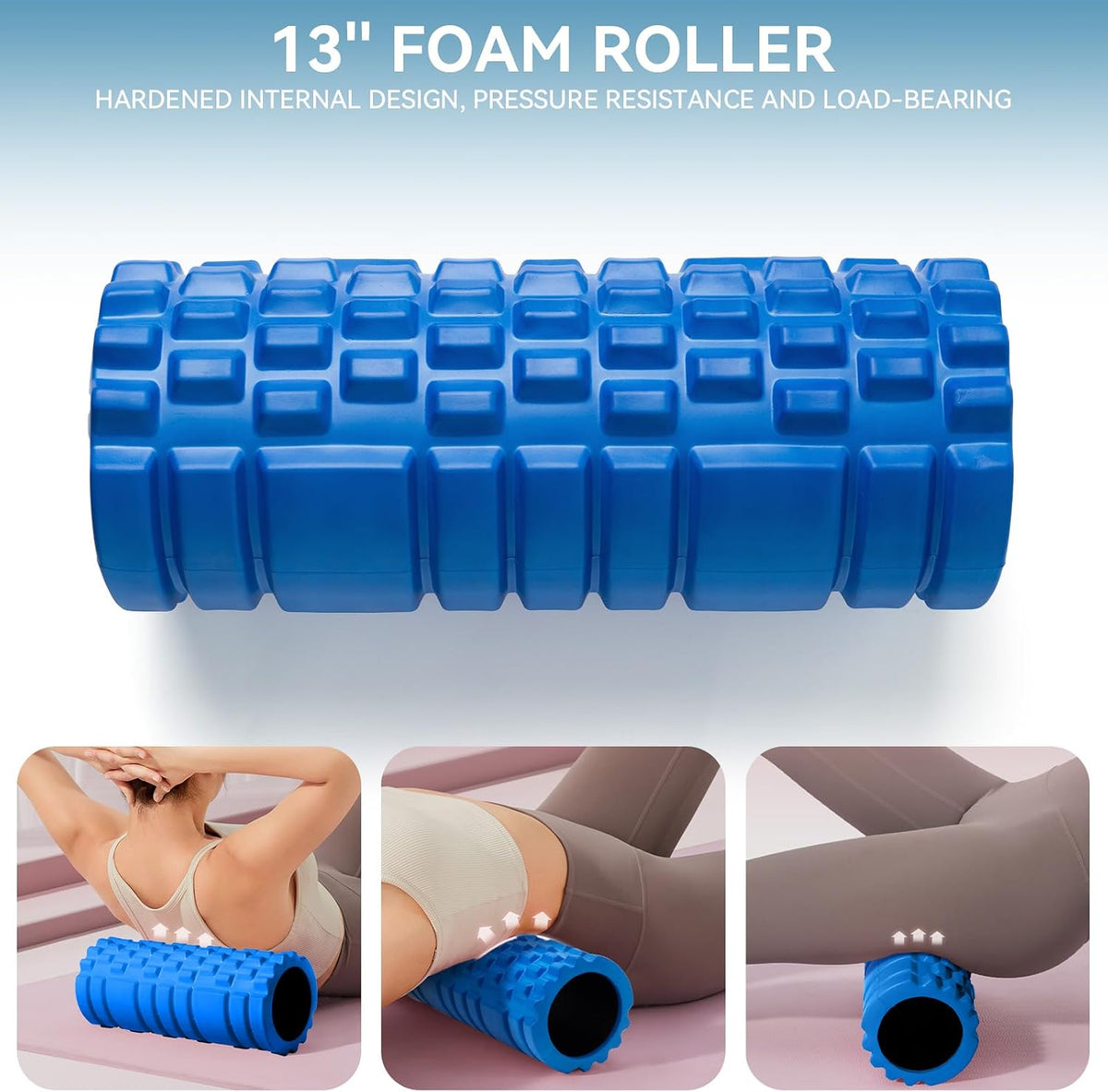 Foam Roller for Deep Tissue Massager, 13" High Density Exercise Patented Roller for Muscle Massage and Myofascial Trigger Point Release Back Roller for Fitness, Yoga and Pilates (Black)