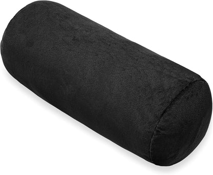 Bolster Pillow with Removable Velvet Cover, Round Cylinder Neck Roll Pillow for Head, Back, Leg Support, Decorative Bed and Couch Pillow 16 x 6 Inches (Grey)