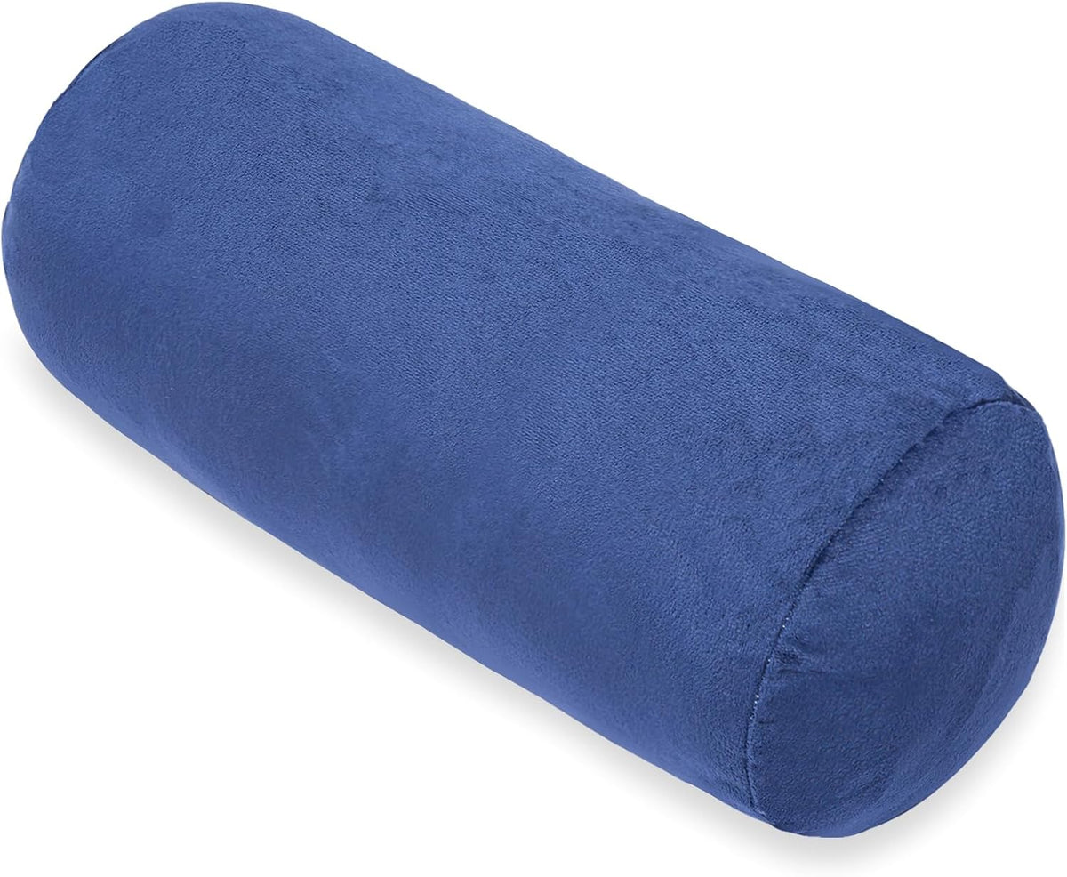 Bolster Pillow with Removable Velvet Cover, Round Cylinder Neck Roll Pillow for Head, Back, Leg Support, Decorative Bed and Couch Pillow 16 x 6 Inches (Grey)