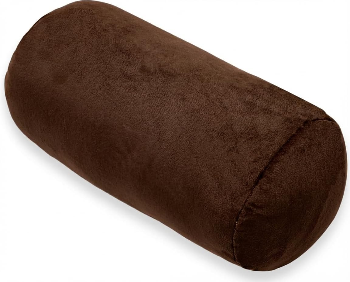Bolster Pillow with Removable Velvet Cover, Round Cylinder Neck Roll Pillow for Head, Back, Leg Support, Decorative Bed and Couch Pillow 16 x 6 Inches (Grey)