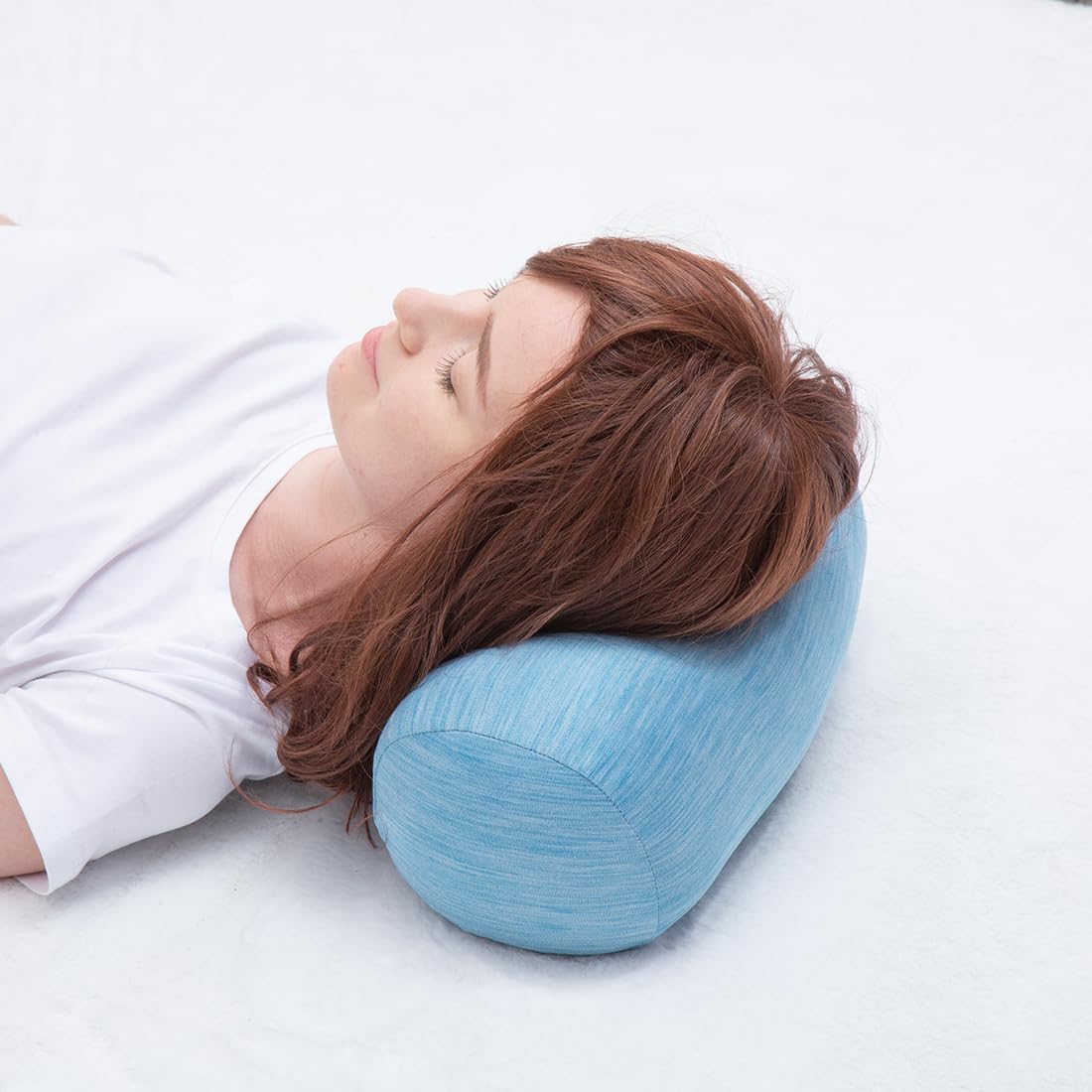 Bolster Pillow with Removable Velvet Cover, Round Cylinder Neck Roll Pillow for Head, Back, Leg Support, Decorative Bed and Couch Pillow 16 x 6 Inches (Grey)