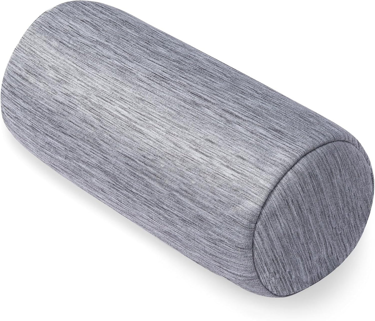 Bolster Pillow with Removable Velvet Cover, Round Cylinder Neck Roll Pillow for Head, Back, Leg Support, Decorative Bed and Couch Pillow 16 x 6 Inches (Grey)