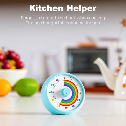 Visual Timer for Kids, 60-Minute Countdown Timer for Classroom Office Kitchen, Desk Timer Kids Time Management Tools with Silent Operation, Pomodoro Time Rainbow Pattern (Pink)