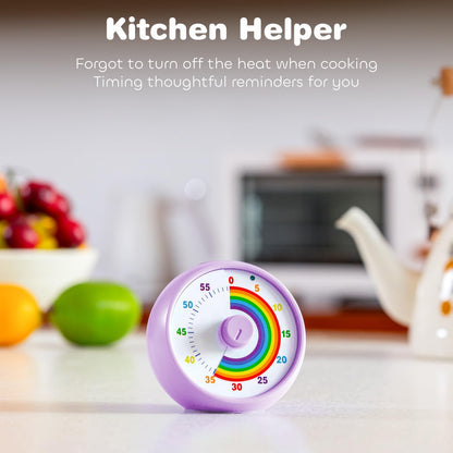 Visual Timer for Kids, 60-Minute Countdown Timer for Classroom Office Kitchen, Desk Timer Kids Time Management Tools with Silent Operation, Pomodoro Time Rainbow Pattern (Pink)