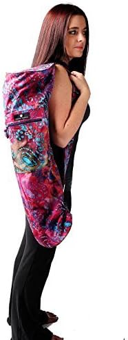 Batik Yoga Mat Bag - beautiful pattern, durable 100% cotton, full lining, adjustable strap, 2 extra zipper pockets