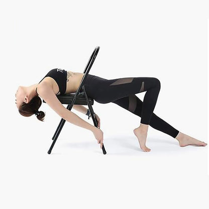 Metal Yoga Chair,Iyengar Auxiliary Chair,Folding and Portable Reinforced Yoga Chair,Backless Chair Yoga Chair Prop Balance Training,Brown
