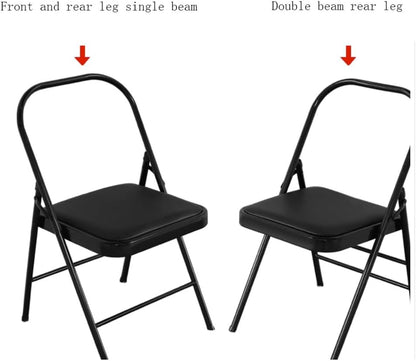 Metal Yoga Chair,Iyengar Auxiliary Chair,Folding and Portable Reinforced Yoga Chair,Backless Chair Yoga Chair Prop Balance Training,Brown