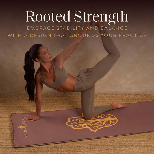 Grounded Grace Yoga Towel, Rooted Energy for Strength & Balance, Non-Slip Hot Yoga Mat Towel with Silicone Base, Highly Absorbent Terry Suede, 26” x 72”