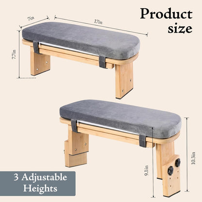 Adjustable Height Meditation Bench with Velvet Cushion