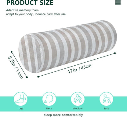 Yoga Bolster Pillow Round Neck Roll Pillow Bed Round Pillow for Baby Cylinder Decorative Pillow Bolster Pillow Covers with Zipper Gold Stripe