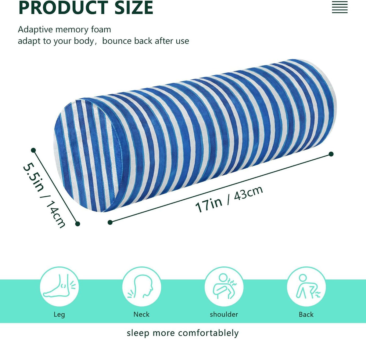 Yoga Bolster Pillow Round Neck Roll Pillow Bed Round Pillow for Baby Cylinder Decorative Pillow Bolster Pillow Covers with Zipper Gold Stripe