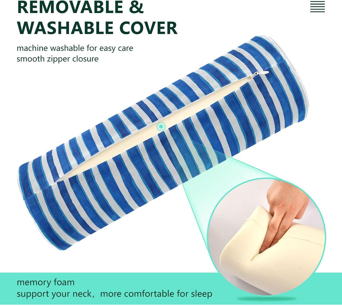 Yoga Bolster Pillow Round Neck Roll Pillow Bed Round Pillow for Baby Cylinder Decorative Pillow Bolster Pillow Covers with Zipper Gold Stripe