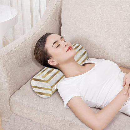 Yoga Bolster Pillow Round Neck Roll Pillow Bed Round Pillow for Baby Cylinder Decorative Pillow Bolster Pillow Covers with Zipper Gold Stripe
