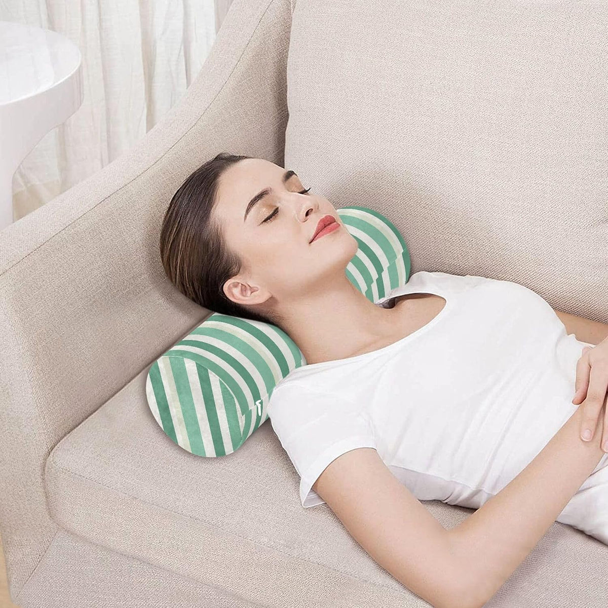 Yoga Bolster Pillow Round Neck Roll Pillow Bed Round Pillow for Baby Cylinder Decorative Pillow Bolster Pillow Covers with Zipper Gold Stripe