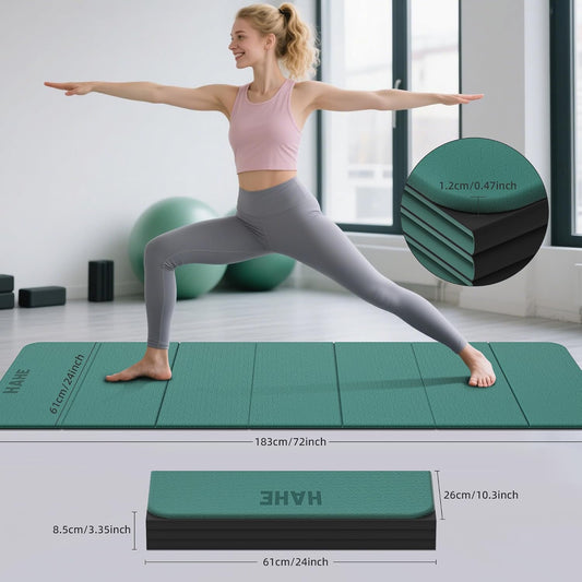 7-Fold Design Extra Thick Yoga Mat 72"L x 24"W x 0.47", TPE