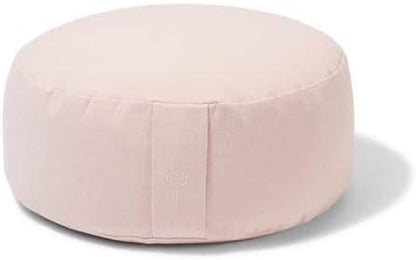 Round Organic Meditation Cushion Zafu - Buckwheat Meditation Pillow for Yoga and Mindfulness - Adjustable Height - Floor Cushion - GOTS Certified Cotton Washable Cover - 13x7 - dune